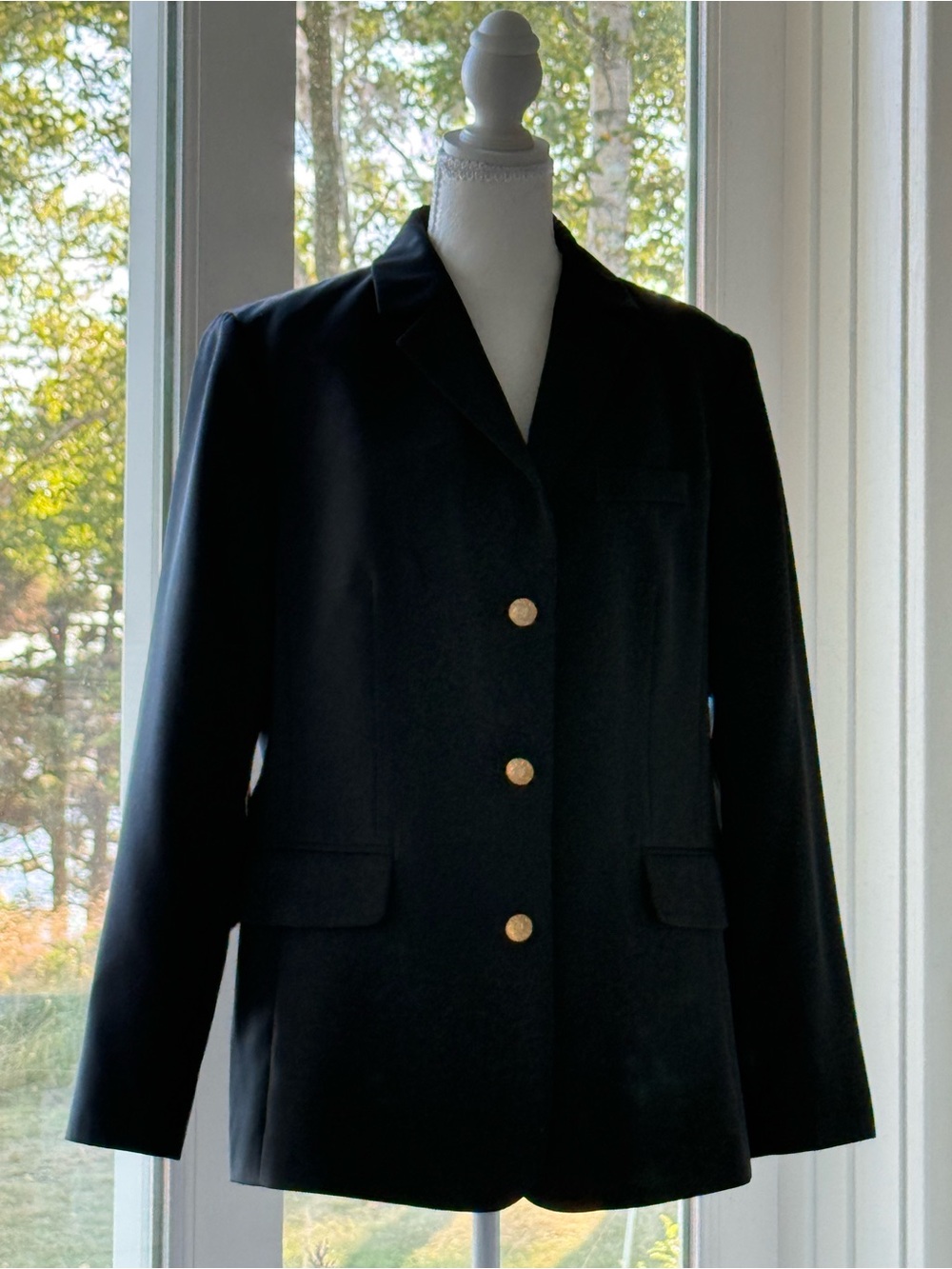 LL Bean Classic Black Women's Blazer with Gold Buttons
